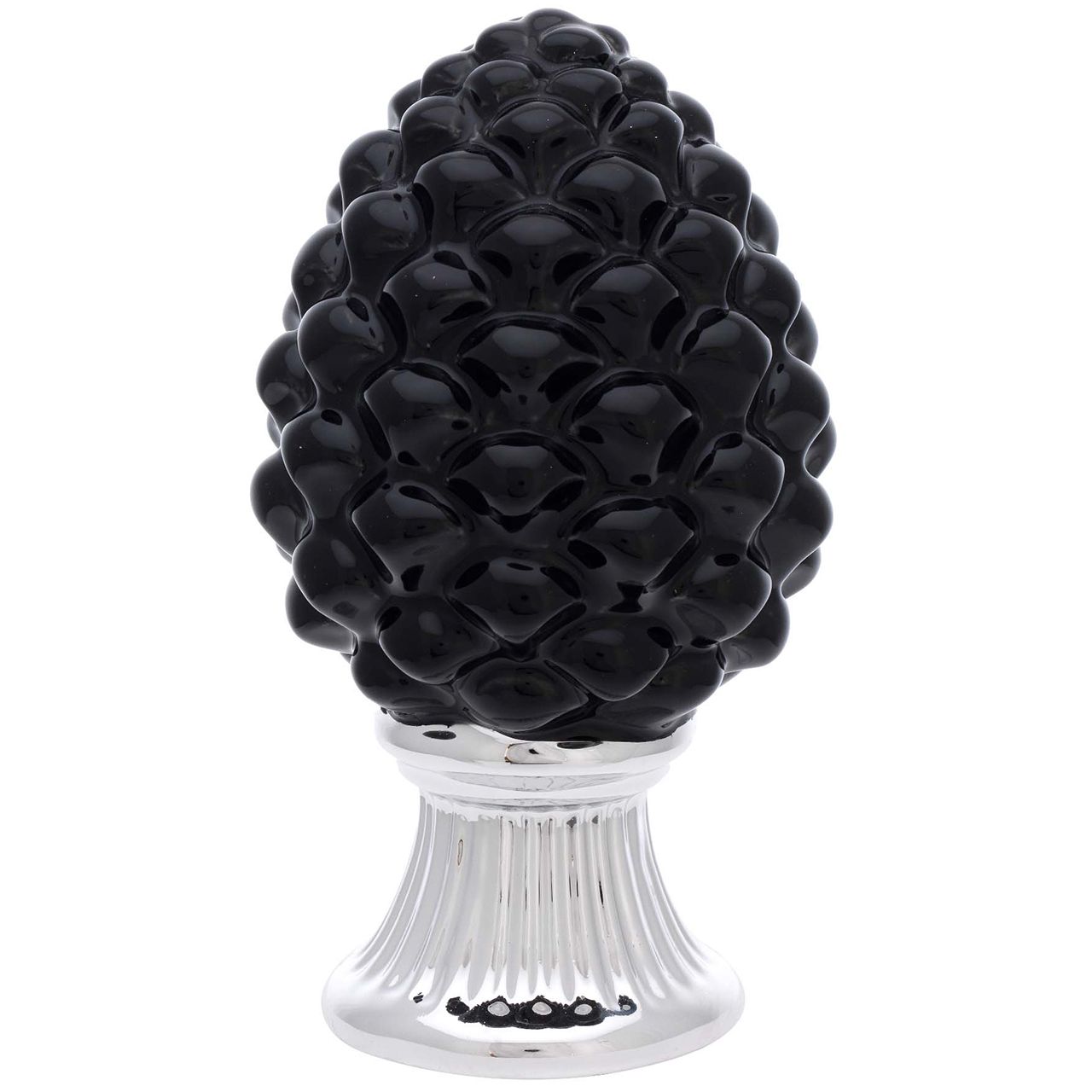 PIGNA NERA CON BASE ARGENTO H. 10
